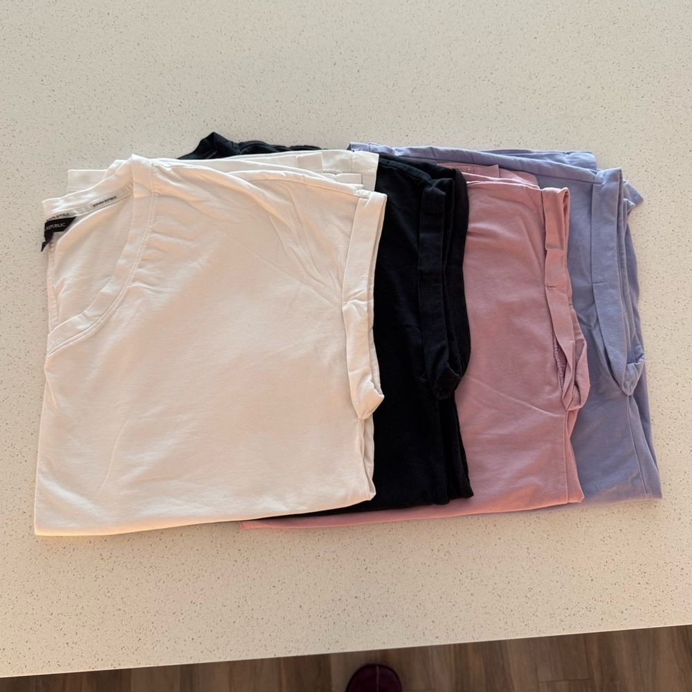 Banana Republic V-Neck Cuffed Sleeve T Shirts